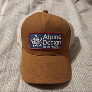 NWT Alpine Design Mesh Back Trucker Hat in brown with white mesh back SnapBack